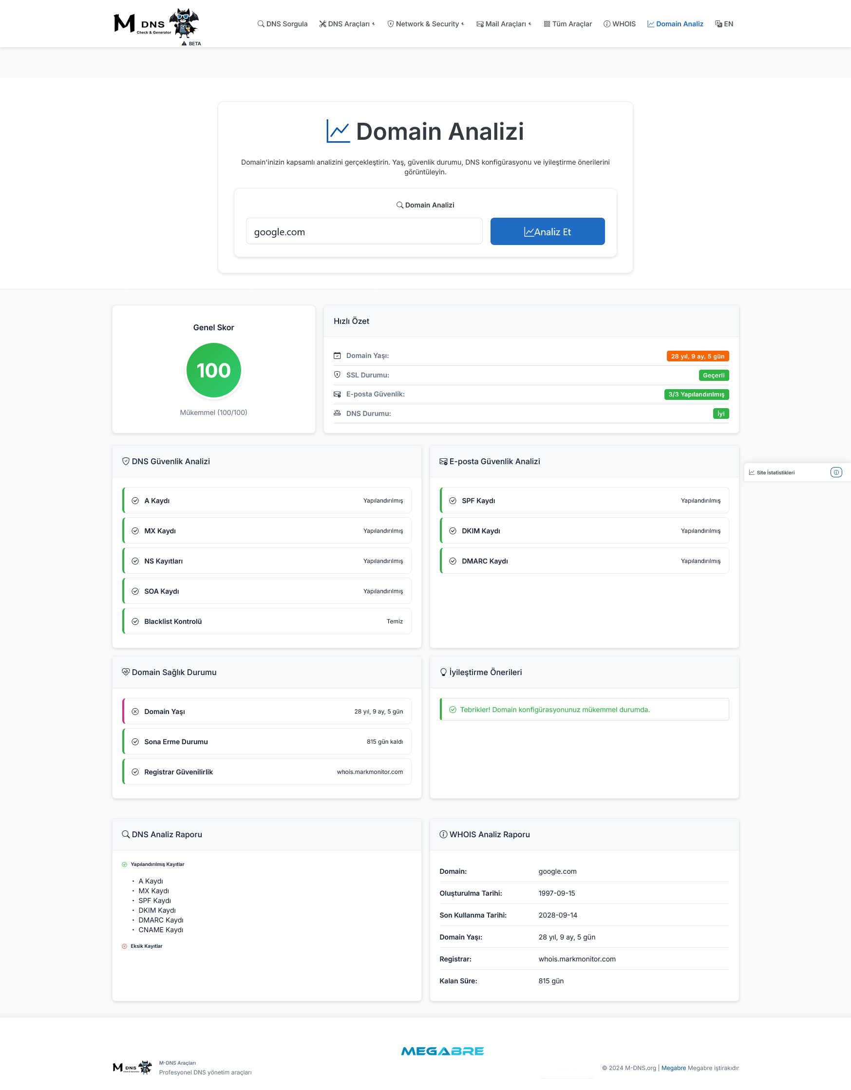 M-DNS.org Detaylı dns analiz sistemi