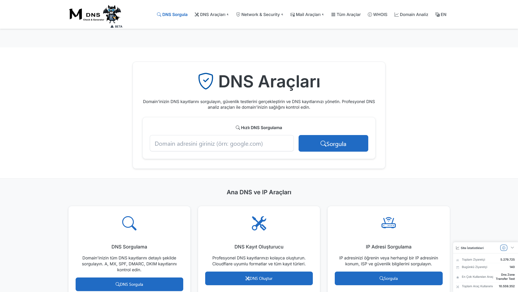 M-DNS.org Detaylı dns analiz sistemi